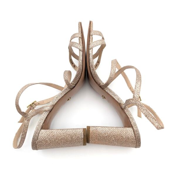 Pelle Moda Noreen Gold Glitter Strappy Block Heels Women's Size US7M EU38 - Picture 5 of 9